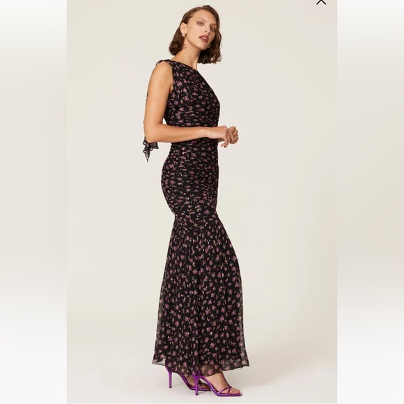 Shoshanna Midnight Vivine Tossed Rose Gown Size 8 - Picture 1 of 9